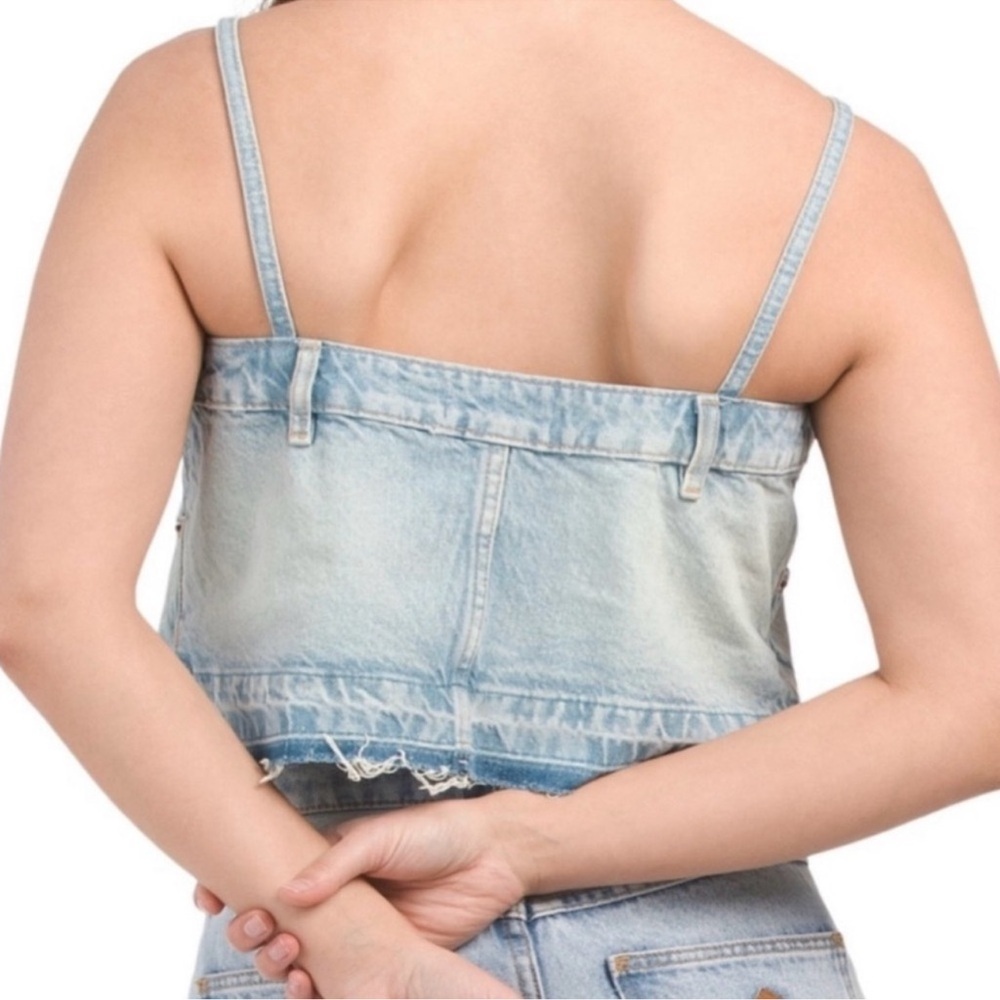ZARA Denim Skirt Effect Crop Top Size XSmall - Picture 2 of 12